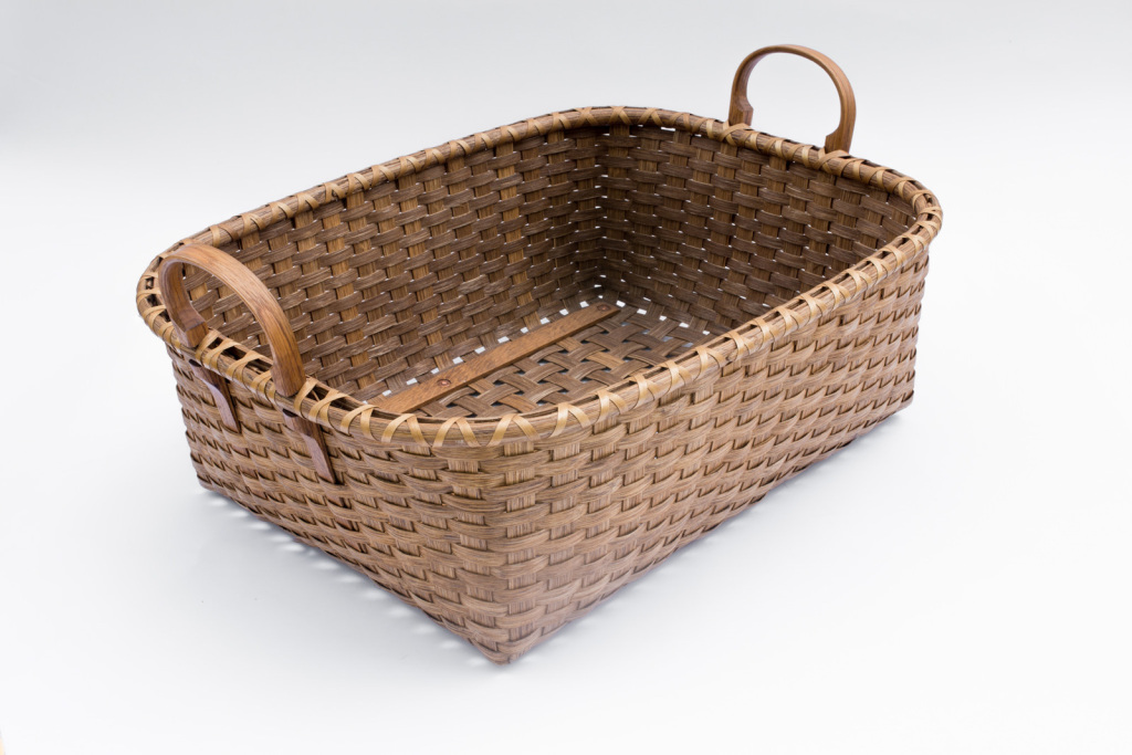 Reed-7. #825– Low utility basket with oak ear handles and runners