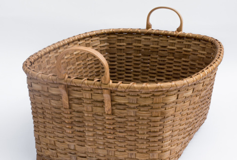 Reed-8. #843– Large utility basket with oak handles and runners