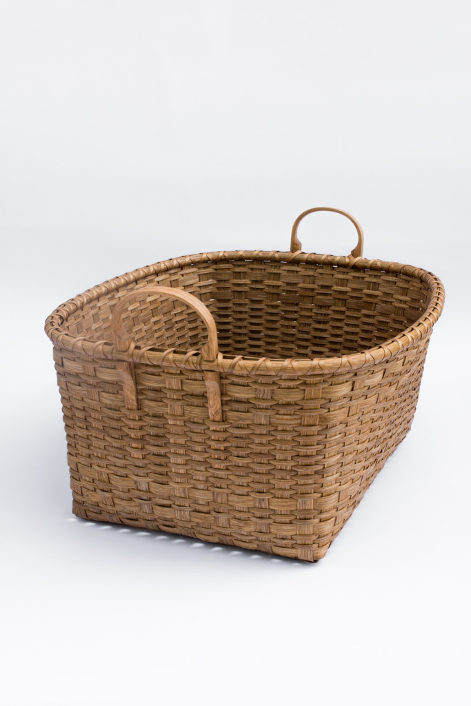 Reed-8. #843– Large utility basket with oak handles and runners